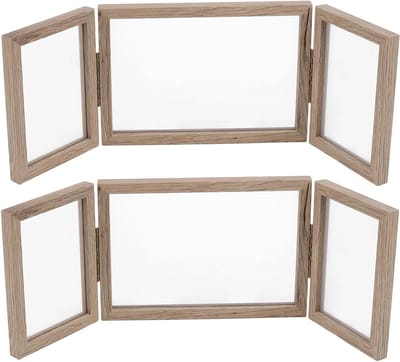 Triple Vouw Fotolijst voor 3 Foto's - Geschikt voor 10 x 16 en 16 x 22 cm - Houten Afwerking, Bureau of Wandmontage, Decoratieve Fotolijst