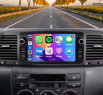 Autoradio 2/32GB met Carplay en Android auto | Geschikt voor Toyota Corolla 2002-2007 | Radio scherm met Navigatie | 2002 2003 2004 2005 2006 2007 | E120 E12