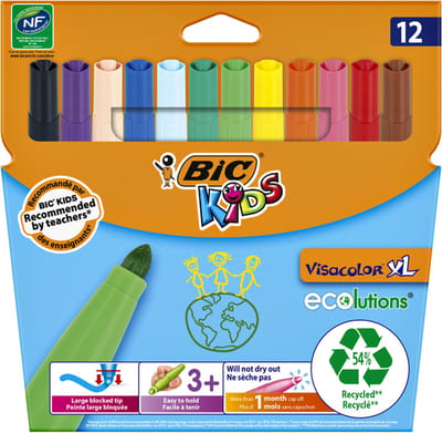 Kleurstift bickids visacolor xl eco 12st ass | Etui a 12 stuk | 12 stuks