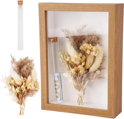 Verjaardagsgeld en Trouwen: Unieke Geldcadeaus met Gedroogde Bloemen, Houten Doos en Glazen Testbuis voor Bijzondere Gelegenheden