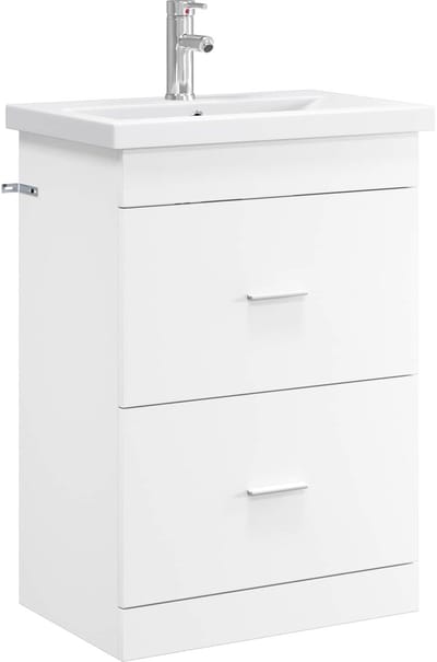 vidaXL - Badkamermeubel - Set - Wit - 61 - x - 40 - x - 84,5 - cm - Bewerkt - hout