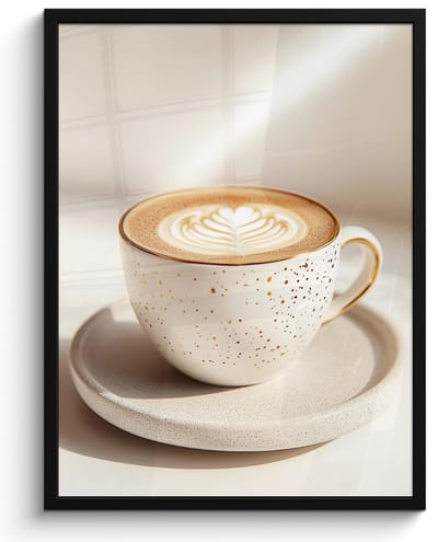 Poster in lijst - Fotolijst 50x70 cm - Posters - Cappuccino - Schuim - Schotel - Beige - Posterlijst zwart - Decoratie - Wanddecoratie woonkamer - Muurdecoratie slaapkamer