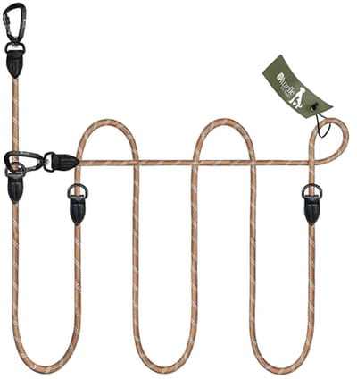 Verstelbare Nylon Hondenriem 3m voor Middelgrote en Grote Honden, Handsfree Omhangriem, Dubbele Leiband met Sterke Karabijnhaken en Reflecterende Details