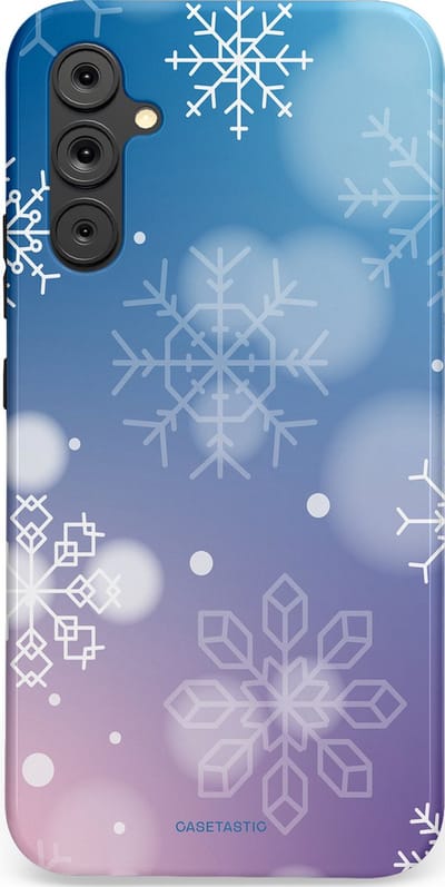 Casetastic hoesje geschikt voor Samsung Galaxy A34 (2023) 5G - Dubbellaagse bescherming - Winterse Sneeuwvlokken - Fashion Case - Lichtblauw Lavendel Lichtgrijs Lichtroze