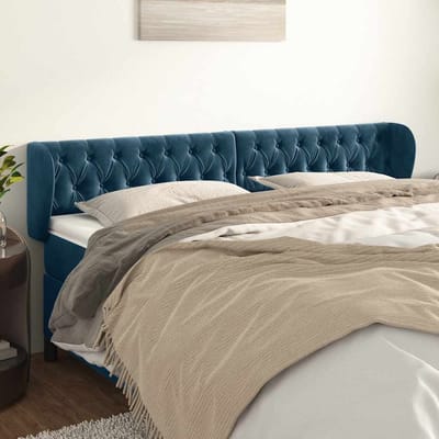 vidaXL - Hoofdbord - met - randen - 203x23x78/88 - cm - fluweel - donkerblauw