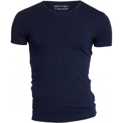 Garage 202 - Bodyfit T-shirt V-hals korte mouw navy XXL 95% katoen 5% elastan