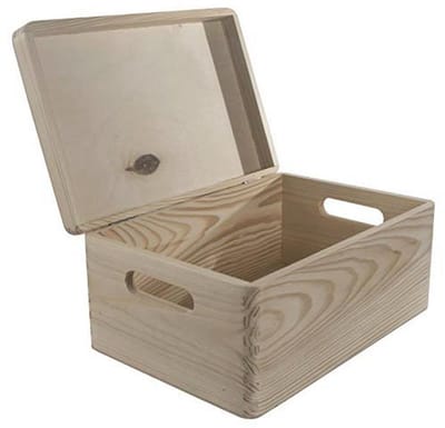 Houten Opbergdoos met Deksel en Handvat | 30 x 20 x 13 cm | Decoratieve Doos voor Creatieve Projecten