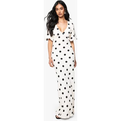 boohoo Dames Polka Dot Puff Sleeve Maxi Dress | Ivoor | Maat: 36
