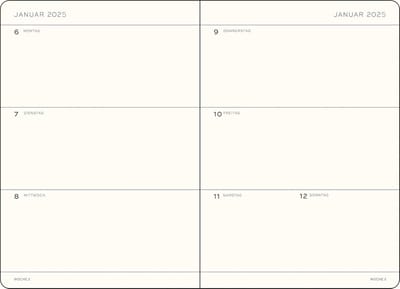 Weekkalender 2025 Medium A5 Hardcover - 18 Maanden Planner, Lijn, Port Red