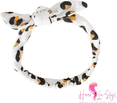 Haarband Hafsa Luipaard - Smalle hydrofiele zachte haarband met strik - baby meisje haaraccessoires