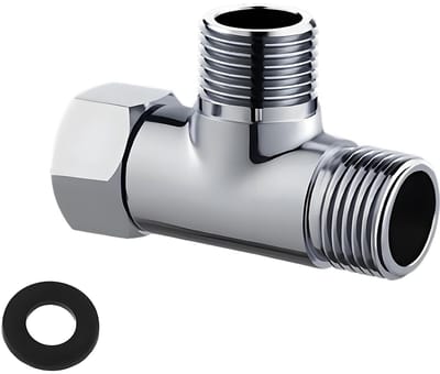 Dailygoods - T-stuk wateraansluiting 1/2 inch, messing T-stuk, wateraansluiting, verdeler, 3-weg T-vormige adapter, doucheslangadapter voor drinkwaterkraan (Ø 20 mm)