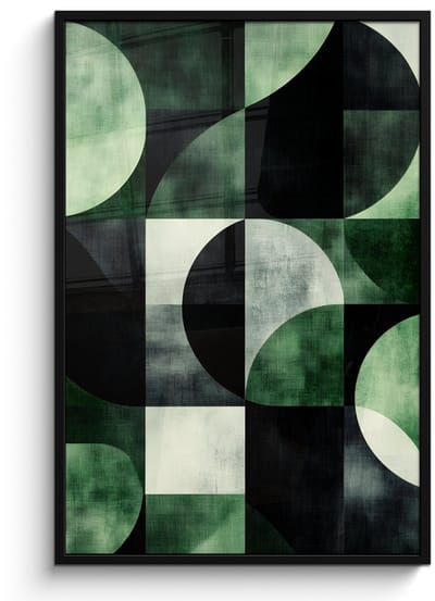 Poster in lijst - Fotolijst 80x120 cm - Posters - Abstract - Groen - Vormen - Posterlijst zwart - Decoratie - Wanddecoratie woonkamer - Muurdecoratie slaapkamer