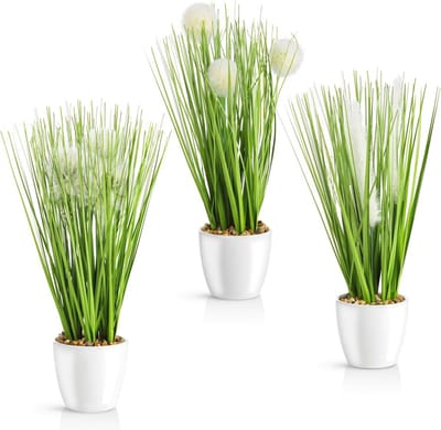 Kunstgras in Witte Keramische Pot - Decoratieve Kunstplanten voor Binnen en Buiten