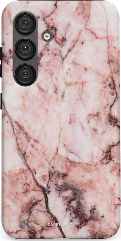 Casetastic hoesje geschikt voor Samsung Galaxy S25 - Dubbellaagse bescherming - Koraalrif Marmer - Fashion Case - Lichtroze Perzik