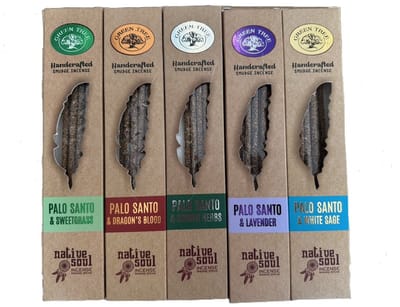 native soul - palo santo - white sage - lavendel - sacred herbs - sweet grass - dragonsblood - smudge - wierook - set van 5