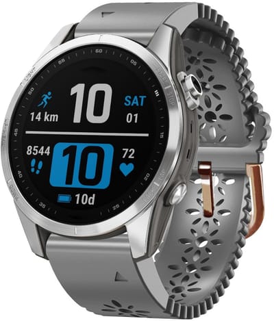By Qubix - Geschikt voor Garmin bandje - 20mm Quickfit - Flower siliconen bandje - Grijs - Geschikt voor Garmin Fenix 7s/6s/5s / Instinct 2s / Epix Pro Gen 2 (42mm)