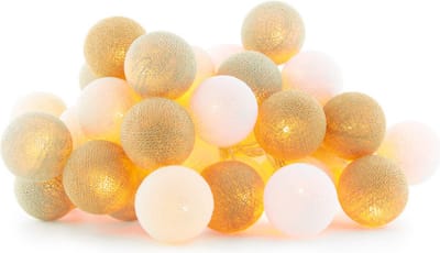 Cotton Ball Lights - LED lichtslinger voor binnen - Handgemaakt en Fairtrade - 50 lampjes - Creamy