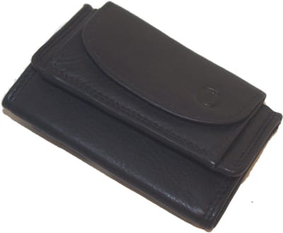 Oi zwart leren stappertje / mini trifold portemonneetje met extra vakje voor sleutel / klein beursje afsluitbaar / RFID safe / zwart leer / 297