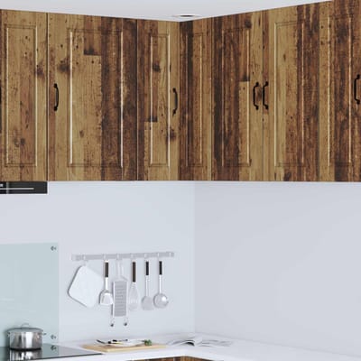 vidaXL - Wandhoekkast - PORTO - Oudhout - 57 - x - 57 - x - 80 - cm - Bewerkt - hout