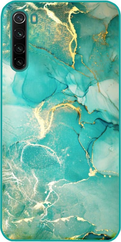 ADEL Siliconen Back Cover Softcase Hoesje Geschikt voor Xiaomi Redmi Note 8 (2021/ 2019) - Marmer Groen Goud