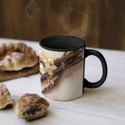 Magische Mok - Foto op Warmte Mokken - Koffiemok - Vanille - Bloemen - Beige - Magic Mok - Beker - 350 ML - Theemok