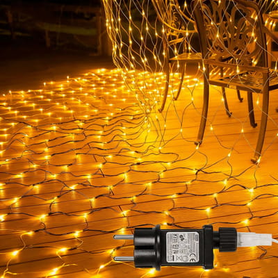 MUPOO Netverlichting LED Lichtgordijn Binnen & Buiten - Voorzien van Geheugenfunctie en 8 Lichtstanden, IP44 Waterdicht, Laag Voltage en Energiezuinig. Perfecte Kerstverlichting voor Raam, Muur en Tuin - Geel 3x2 meter 200 LEDs