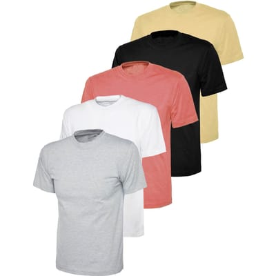 Kruze | Dames Crew Neck T-Shirts (5 Pack) - BLK/GRY/PNK/NUDE/WHT