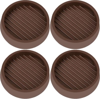 3x3 Zwenkbekers Set voor Meubels - Ronde Rubberen Antislip Vloerbeschermers in Bruin