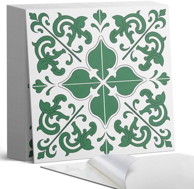 Coloray Plaktegels - Plantenpatroon met ornamenten Zelfklevende Tegels - 20 cm x 20 cm - Groente Plaktegels - 20 stuks - Vierkant PVC Tegels - Plaktegels Badkamer - Plaktegels Vloer - Vinyltegels Vloer Zelfklevend - Wandtegel Zelfklevend