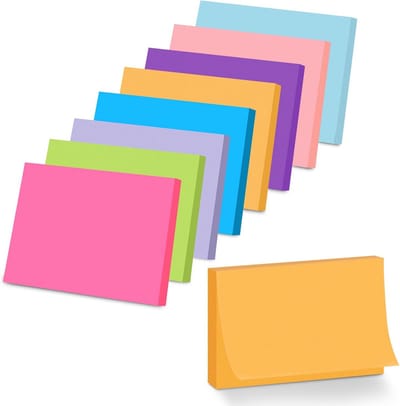 Grote Sticky Notes - Plaknotities Zelfklevend - Taken Ordenen - 8 Felle Kleuren - 76 x 127 mm - Multicolor