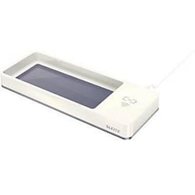 Leitz pennenbakje WOW Duo Colour, Qi inductielader, polystyreen, B 26,6 x H 2,8 x D 10,1 cm, grijs/wit