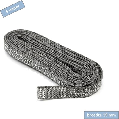 TQ4U Rolluikband Grijs – 6 Meter – 19 mm Breed – Nylon Zonweringsband voor Rolluiken