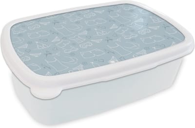 Broodtrommel Wit - Lunchbox - Brooddoos - Ondergoed - Schoonmaak - Patronen - 18x12x6 cm - Volwassenen
