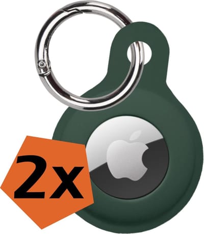 Hoesje Geschikt voor Apple AirTag Sleutelhanger Hoes Siliconen Hoesje - Siliconen Hoesje Geschikt voor Apple AirTag-Sleutelhanger Hoesje - Donkergroen - 2 PACK