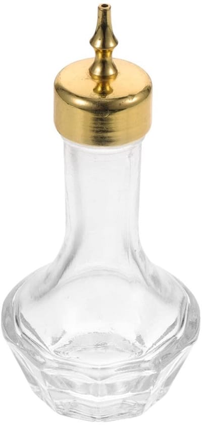 Dailygoods- Bittersfles Goud/Transparant - Glazen Fles - Zinklegering Dasher Top - Decoratieve Seal - 50 ml Inhoud - 13x6x6 cm Afmetingen - Cocktailfles