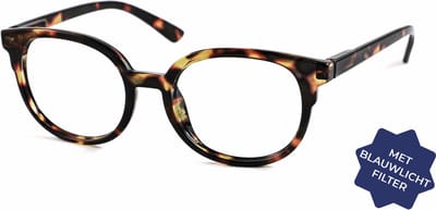 Leesbril Vista Bonita NOVA – Sterkte +1.00 - Kleur Hub Havanna – Met blauwlichtfilter – Trendy unisex montuur van uitstekende kwaliteit – Geen vermoeide ogen meer – Lichtgewicht – Fijne pasvorm dankzij flexveren – Inclusief briletui en doekje