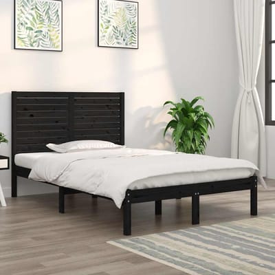 vidaXL - Bedframe - massief - hout - zwart - 140x190 - cm