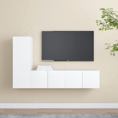 vidaXL - 3-delige - Tv-meubelset - bewerkt - hout - wit