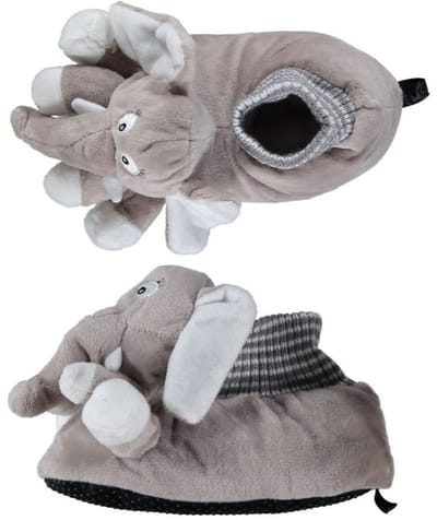 Apollo Dieren sloffen/pantoffels olifant - kinderen - grijs - Pluche dierensloffen olifantenkop - voor kinderen