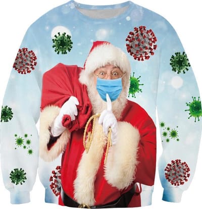 Corona Kersttrui Foute kersttrui - Maat: XL - Kerstmis trui - Heren kersttrui - Dames kersttrui - Foute kersttruien - Kerst outfit - Kerstkleding - Lelijke kersttrui - Gekke kersttrui - Covid 19 - Kerstman met mondkapje
