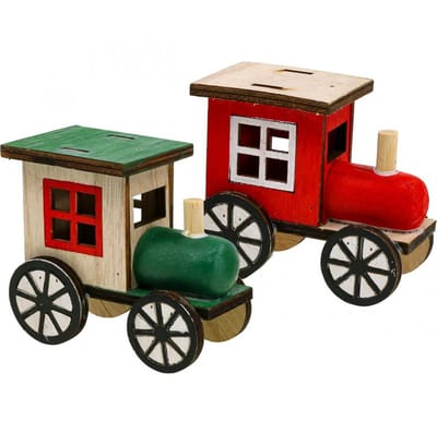 Kersttrein spoorwegdecoratie houten locomotief H7,5cm 4 stuks, 4 Stück