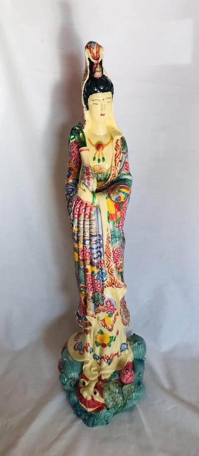 GROTE STAANDE BOEDDHA GUANYIN / KWANYIN 70CM HAND GESCHILDERD