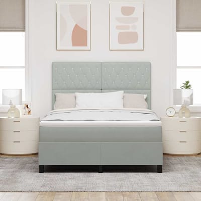vidaXL - Boxspring - bed - met - matras - Lichtgrijs - 140 - x - 190 - cm - Fluweel