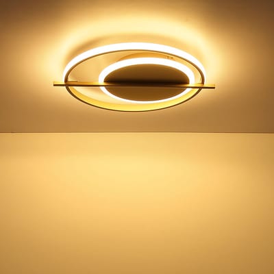 Plafondlamp Lamp woonkamerlamp LED-lamp goudkleurige plafondlamp slaapkamer, aluminium metaal, 1x LED 36W 2800Lm 3000K, LxBxH 40x36x5 cm