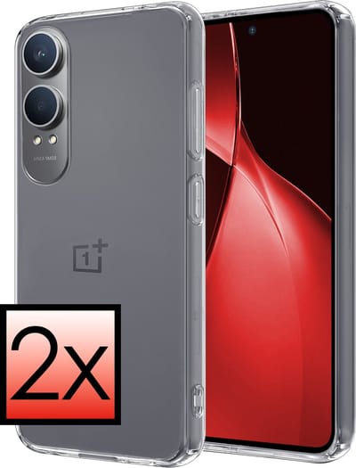 Hoesje - 2 Stuks - Geschikt voor OnePlus Nord CE 4 Lite - Sterk & Shockproof - Case Siliconen - Back Cover - Telefoon Hoes - Transparant