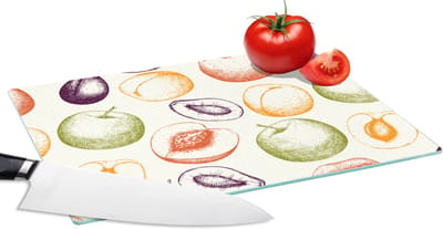 Glazen Snijplank - 28x20 - Patroon - Eten - Illustratie - Snijplanken Glas
