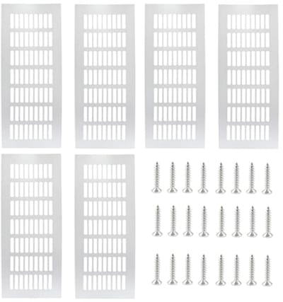 Ventilatieroosters Aluminium 80 x 200 mm - 6 Stuks - Zilver - Rechthoekig voor Badkamer, Keuken en Woonkamer