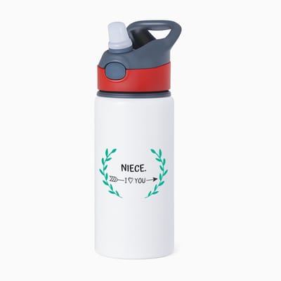 Hacebo® - niece I love you waterfles met rietje rood - Nicht - de liefste nicht - verjaardag - cadeautje voor nicht - nicht artikelen - kado - geschenk - water fles - 650ML
