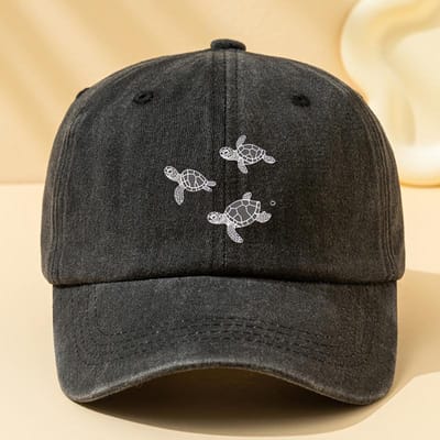Unisex Baseballpet met Schildpadprint, Verstelbaar, voor Buiten, Casual, Eendensnavel, Geschikt voor Buitensporten en Zonbescherming Adjustable black