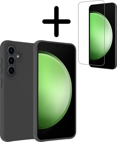 Hoesje Met Screenprotector - Geschikt voor Samsung Galaxy S23 FE - Sterk & Shockproof - Back Cover - Siliconen Case - Telefoon Hoes - Zwart